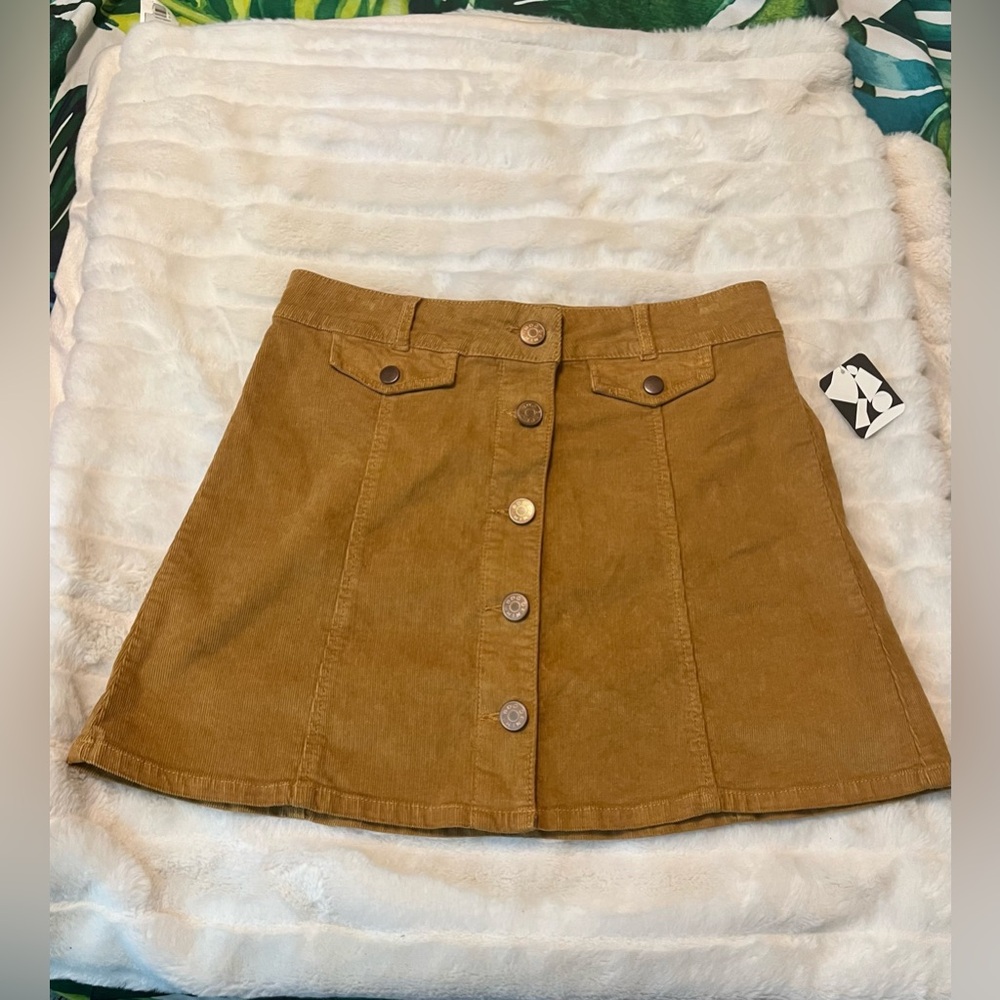 NWT BDG Urban Outfitters Caramel Tan 4 Button Front Corduroy Mini Fall Skirt